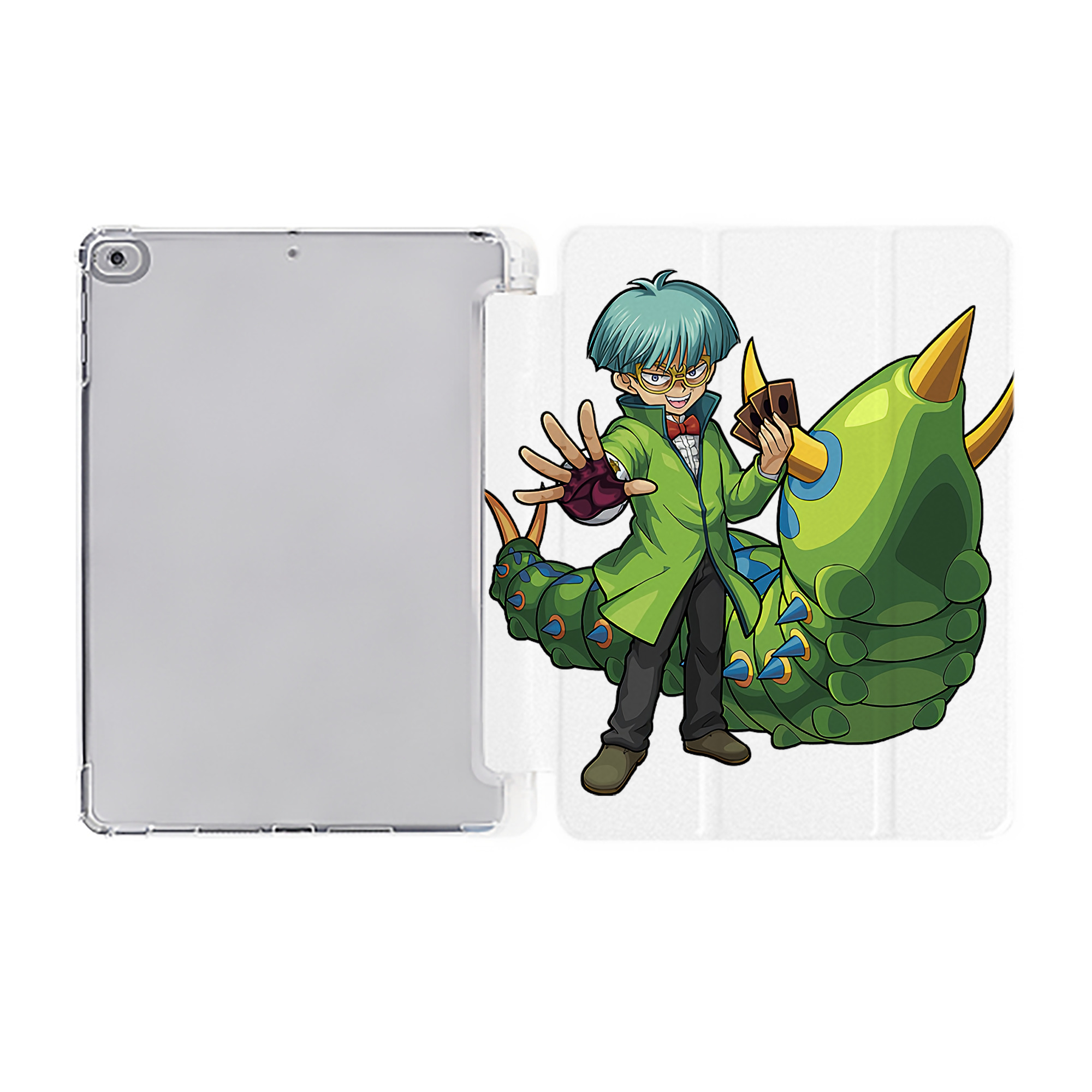 （画像用） 遊☆戯☆王 Yu-Gi-Oh! IPad ケース ペン収納付き 三つ折りスタンド PUレザー×シリコン 対応機種9.5/10.5/10.9インチ